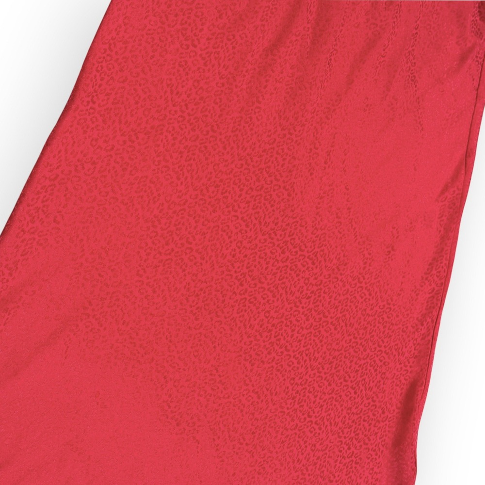 H&M JacquardAnimal Print Satin Midi Slip Skirt Womens 14 Red Leopard Pull-on - Picture 3 of 8